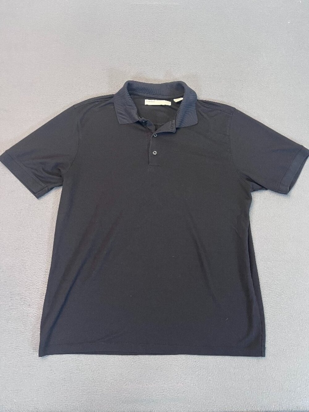 Perry Ellis Polo Shirt Men Large Black Short Sleeve Cotton Casual Golf Dress